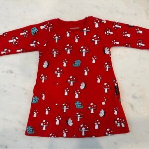 Red Mushroom Print Kids Casual Dress